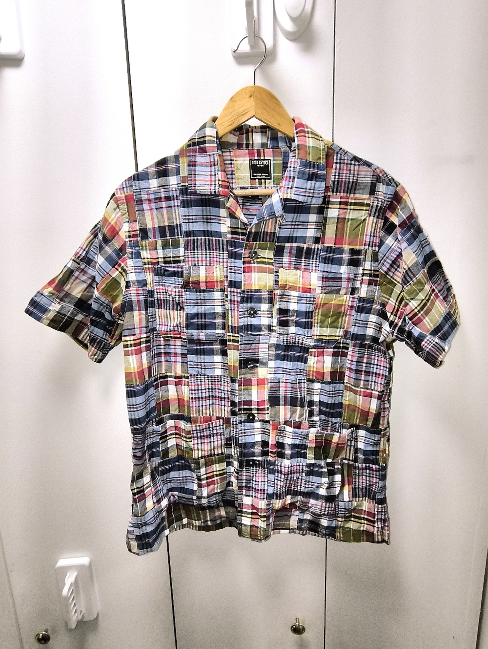 Todd Snyder Camp Collar Patchwork Cabana Shirt. 100% Cotton